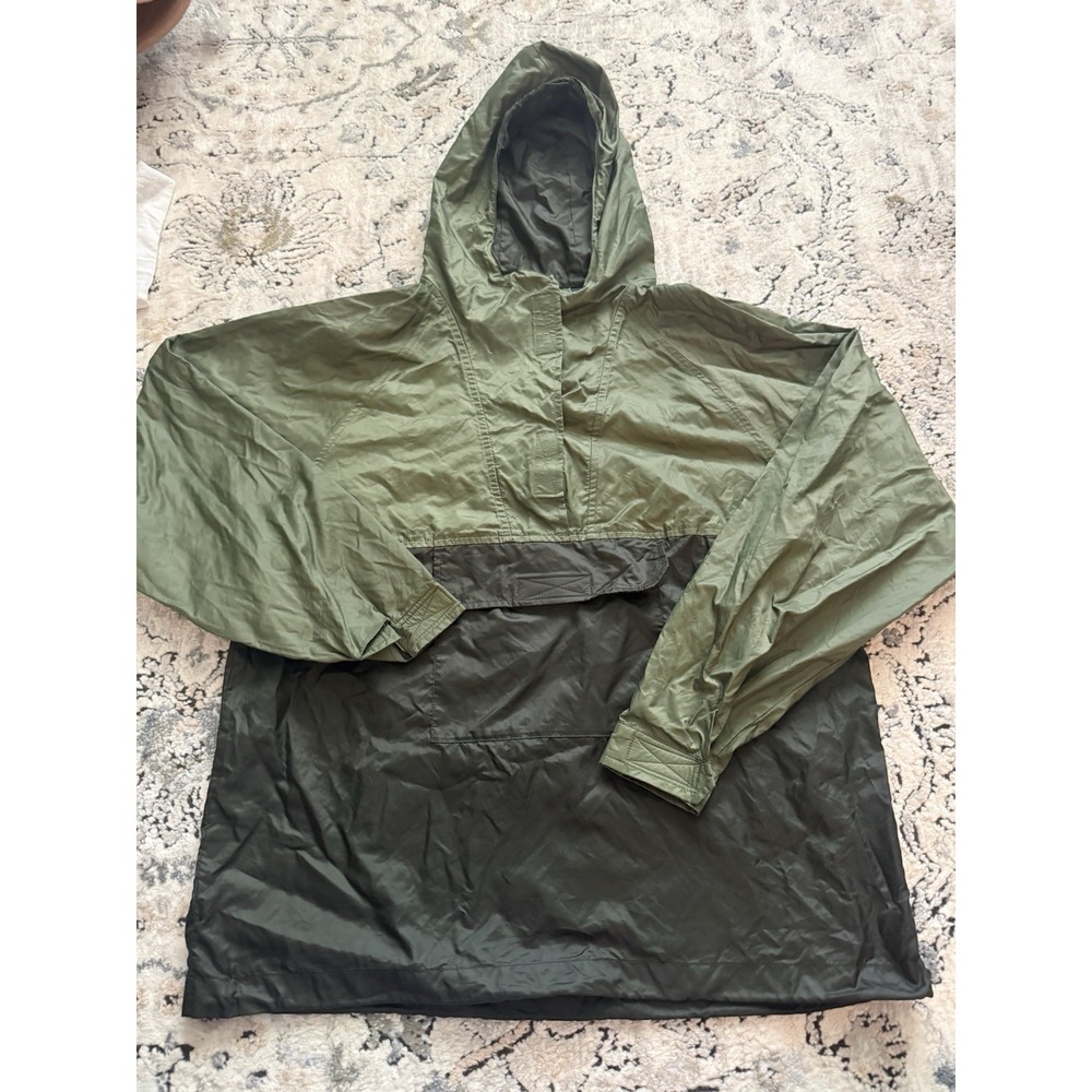 Vintage Gap Anorak Windbreaker Jacket Youth  XXL Olive‎ Black Lined 1/4  Hooded